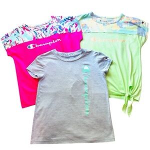 Girls 3 piece lot Short Sleeve T-Shirt Size 7/8 Champion Authentic Athleticwear